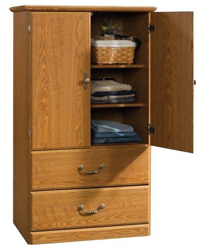 Sauder Orchard Hills 401292 2 Door Armoire with 2 Drawers Corner
